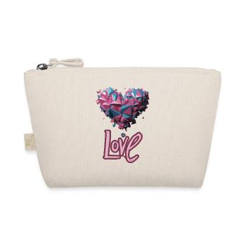Cœur géométrique rose et bleu - Trousse biologique - nature - Devant