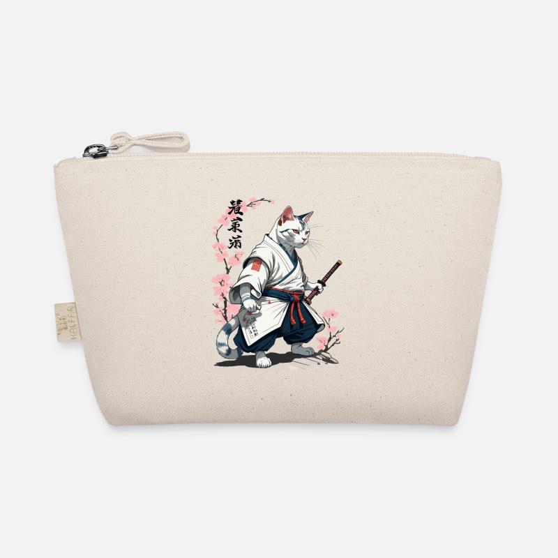 Samurai Katze Retro Japan Anime Kunst Design Bio-Täschchen