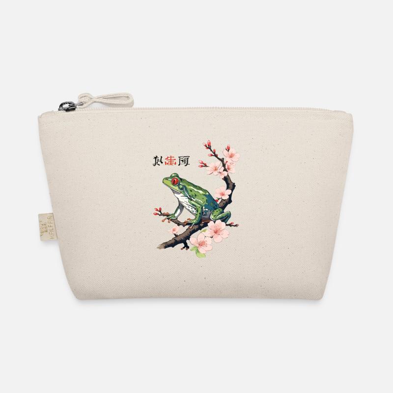 Japanese Tree Frog Cherry Blossoms Retro Organic Pouch