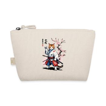 Samurai Cat Ukiyo-E Streetwear Design - Organic Pouch - nature - Front