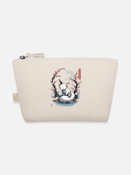 Japanischer Kawaii Kitsune Yokai Vintage Kanji - Bio-Täschchen - Natur