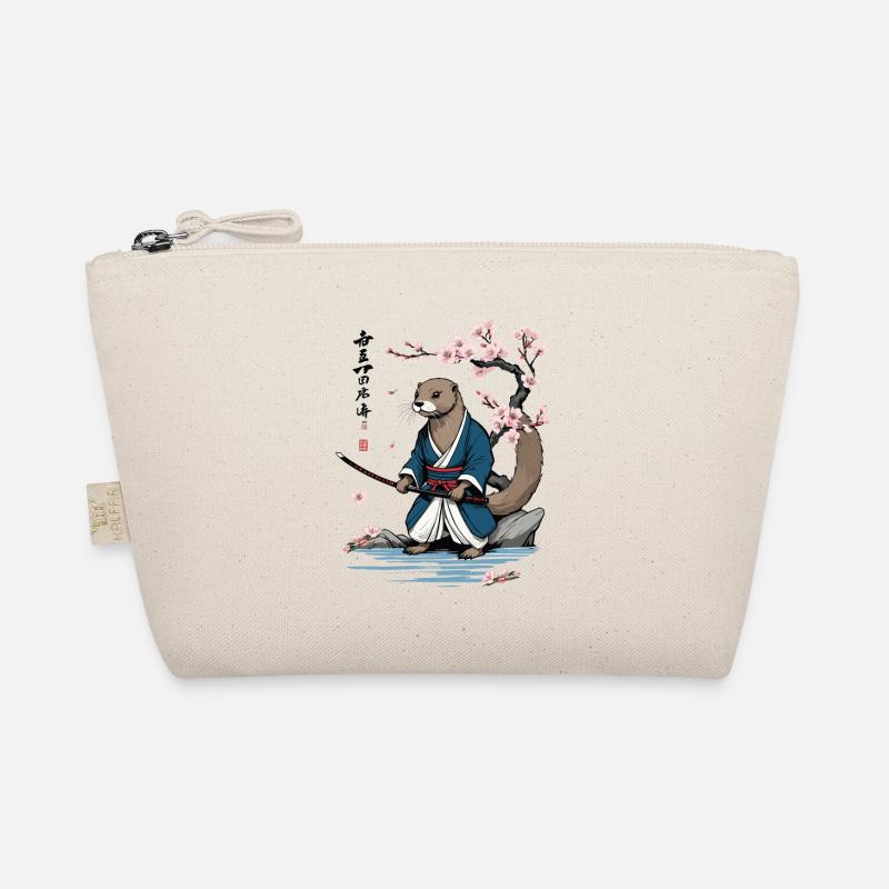 Süßer Samurai Otter Kirschblüten Ukiyo-E Design Bio-Täschchen