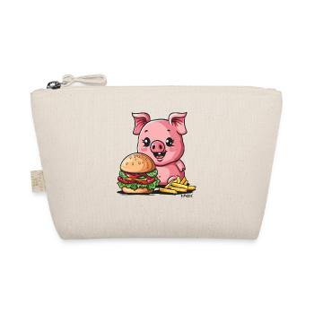 Burger und Pommes, Fast-Food-Schwein - Bio-Täschchen - Natur - Vorne