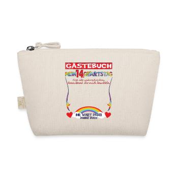 14th Birthday Girl & Boy Guestbook - Organic Pouch - nature - Front