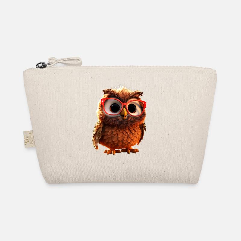 Eule Schleiereule Geschenk Kauz Uhu Owl Süße Eulen - Bio-Täschchen - Natur