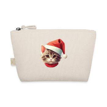 Cat Face Santa Claus St. Nicholas Cat Xmas - Organic Pouch - nature - Front