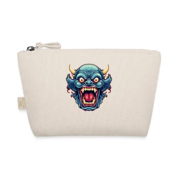 Japanese Hannya Demon Samurai Warrior Oni Mask - Organic Pouch - nature - Front