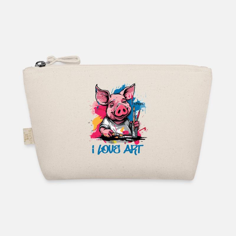 Maler und Künstler Schwein, Ich liebe Kunst - Bio-Täschchen - Natur