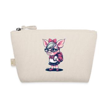 Back To School: Nerd Schoolgirl Pig - Organic Pouch - nature - Front