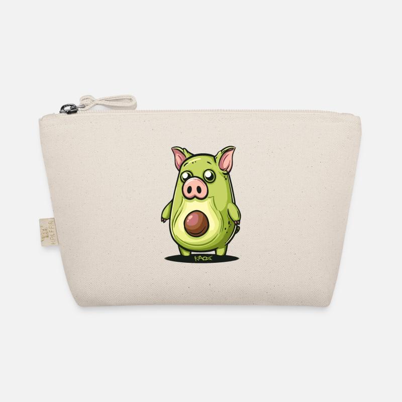 Cartoon eines lustigen niedlichen Avocado Schwein - Bio-Täschchen - Natur