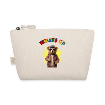 Whats Up Teddy - Lustiger Teddy Bär - Bio-Täschchen - Natur - Vorne