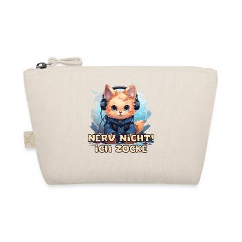 Funny cat with headphones while gaming with saying - Organic Pouch - nature - Front