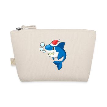 Shark Christmas Santa Hat - Organic Pouch - nature - Front