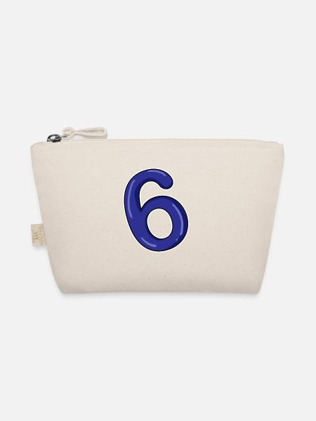 Nummer 6 Zahl Blau - Bio-Täschchen - Natur