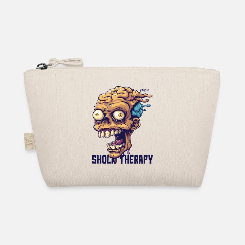 Shock therapy for a crazy zombie skull Organic Pouch