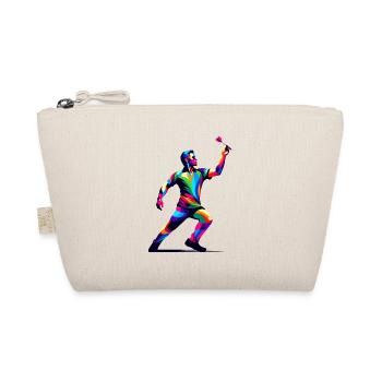 Colorful Pop Art Dart Player Throwing Darts - Organic Pouch - nature - Front
