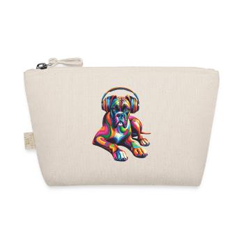 Bunte Pop Art Kopfhörer Boxer Hund Boxershorts - Bio-Täschchen - Natur - Vorne