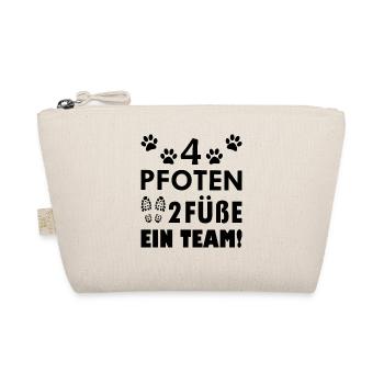 Vier Pfoten zwei Füße ein Team Hunde Sprüche - Bio-Täschchen - Natur - Vorne