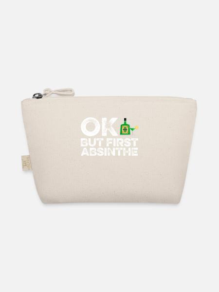 OK, aber zuerst Absinth T-Shirt lustig Wein trinken - Bio-Täschchen - Natur - Vorne