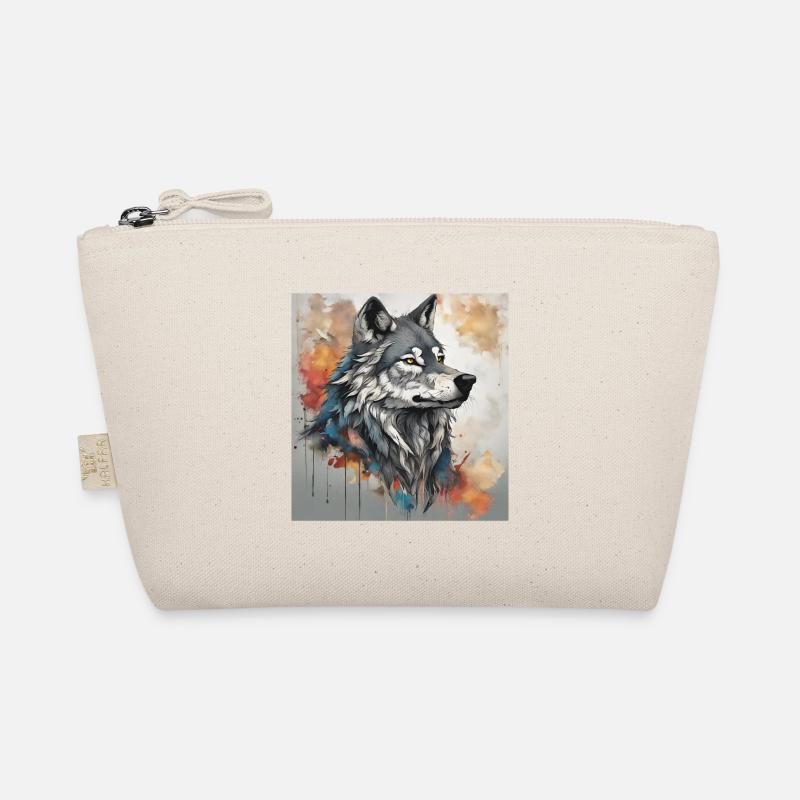 Wolf mit Farbflecken Hintergrund. Bio-Täschchen