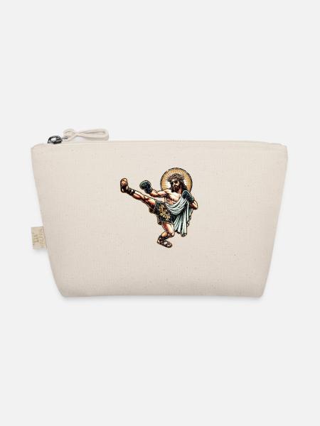 Lustiges Muay Thai Jesus Kickboxen Christliches Geschenk - Bio-Täschchen - Natur - Vorne
