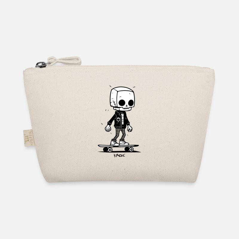 Modischer Skelett Schädel: Skateboard Skateboarder Bio-Täschchen