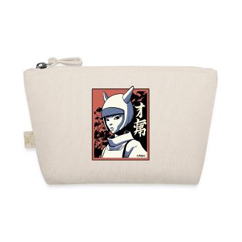 Japan Manga: Edo Cat Girl Samurai Ninja - Organic Pouch - nature - Front