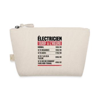 Électricien tarif à l'heure idée cadeau humour - Trousse biologique - nature - Devant