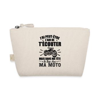 In My Head I Ride Motorcycle - Biker Gift - Organic Pouch - nature - Front