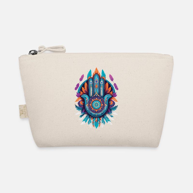 Hamsa Hand Mandala Bohemian Chic Organic Pouch