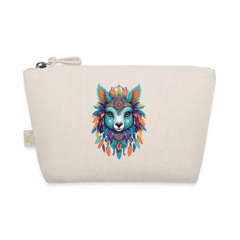 Spiritual Llama Feather Mandala Power Animal - Organic Pouch - nature - Front
