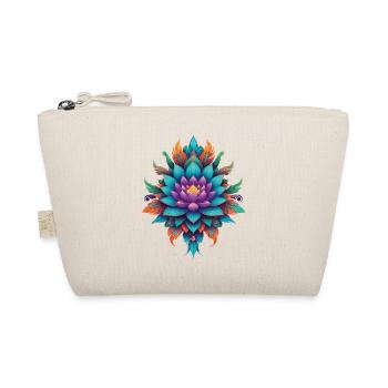 Spiritual Lotus Mandala Feather Design - Organic Pouch - nature - Front