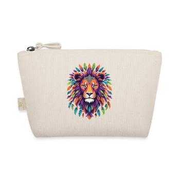 Spirit Animal Lion Mandala of Feathers - Organic Pouch - nature - Front
