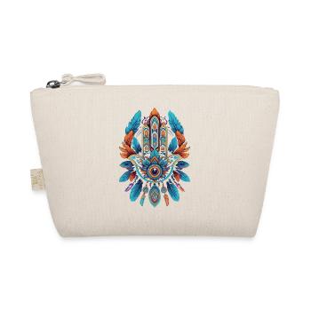 Spirituelle Hamsa Hand Mandala Federn - Bio-Täschchen - Natur - Vorne