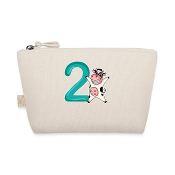 2nd Birthday Motif Cow - Two Years Old - Organic Pouch - nature - Front