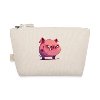 Small, angry, funny cartoon pig - Organic Pouch - nature - Front