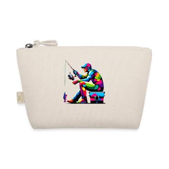 Bunte Pop Art Eisfischen Fisch Fischer Angler - Bio-Täschchen - Natur - Vorne