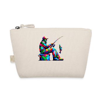 Bunte Pop Art Eisfischen Fisch Fischer Angler - Bio-Täschchen - Natur - Vorne