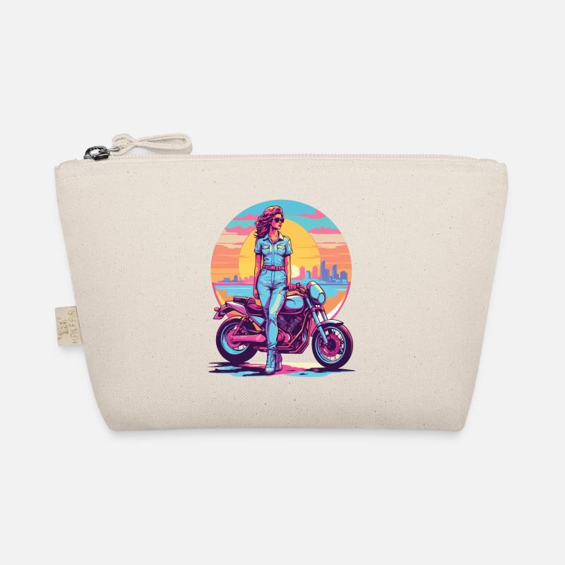 Retro Synthwave Freiheit Motorrad Biker Bio-Täschchen