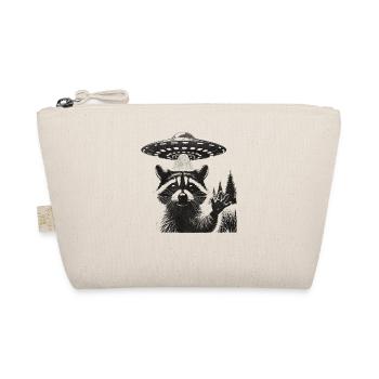 Funny Raccoon UFO Selfie - Organic Pouch - nature - Front