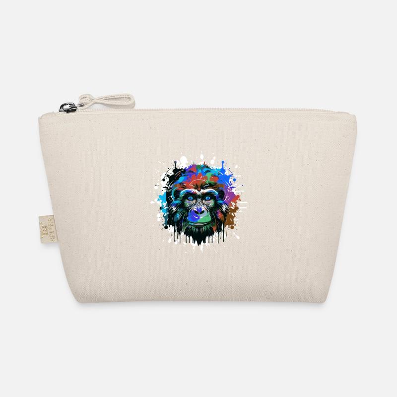 Monkey Head Portrait Colorful Organic Pouch
