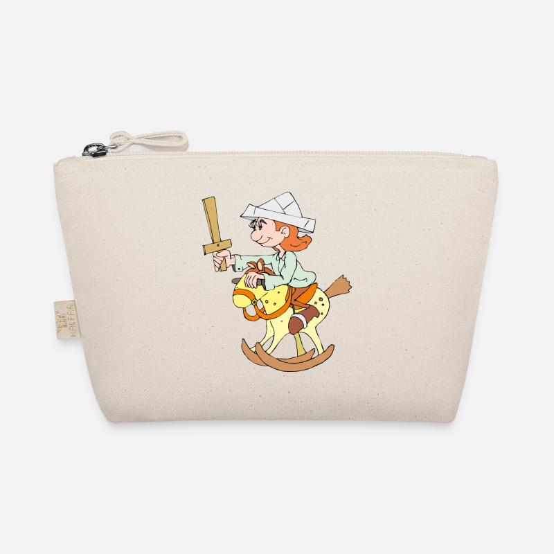 L’enfant monte sur un cheval à bascule Trousse biologique