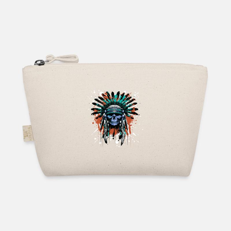 Apache Skull Indian Colorful Organic Pouch