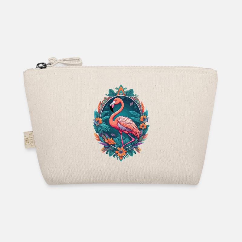 Flamingo Dream Catcher Feather Headdress Mandala Design Organic Pouch