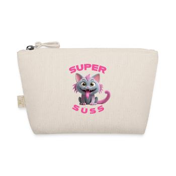 Super süss Katze Monster mit langer Zunge - Bio-Täschchen - Natur - Vorne