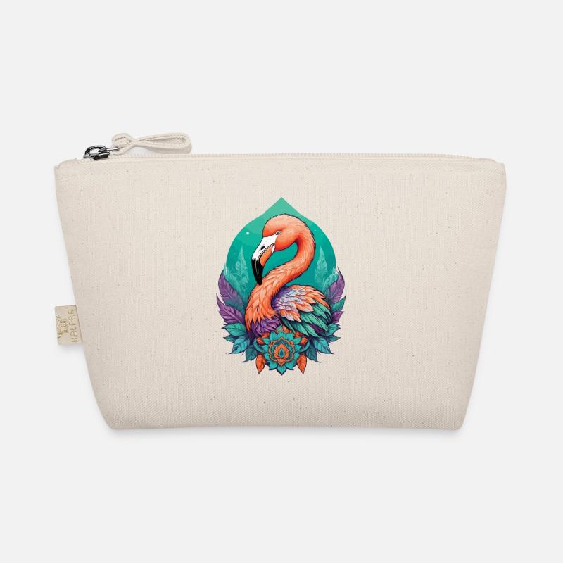Flamingo Dream Catcher Feathers Mandala Design Organic Pouch