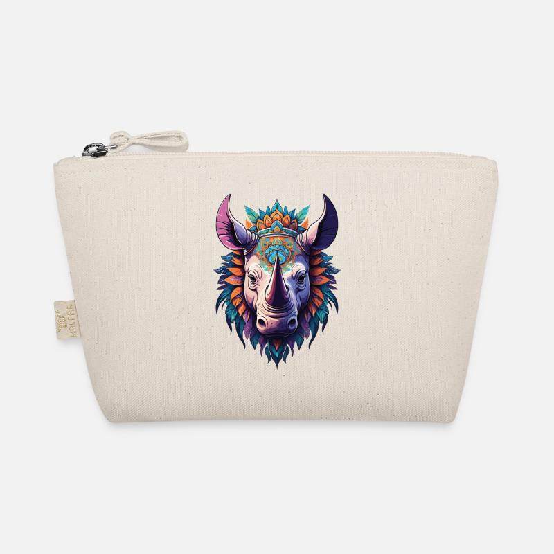 Nashorn Mandala Traumfänger Design - Bio-Täschchen - Natur