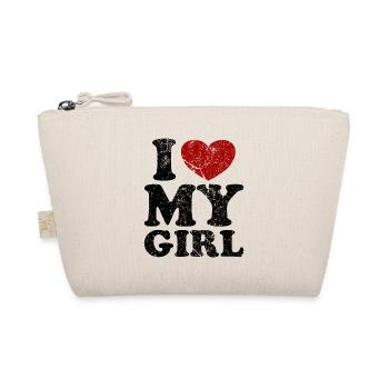 "I Love my Girl" vintage dark - Bio-Täschchen - Natur - Vorne
