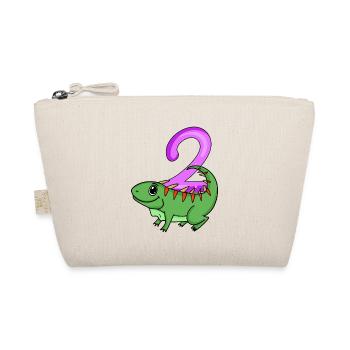 2nd Birthday Motif Iguana - Two Years Old - Organic Pouch - nature - Front