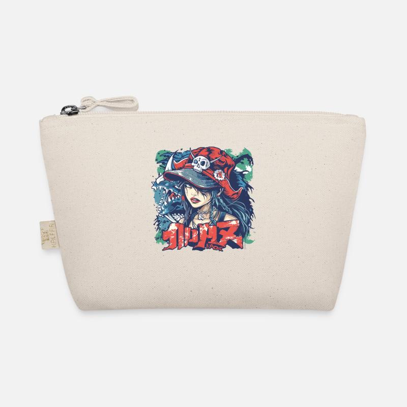90er Anime-Manga-Mädchen Piratenstil mit Graffiti - Bio-Täschchen - Natur